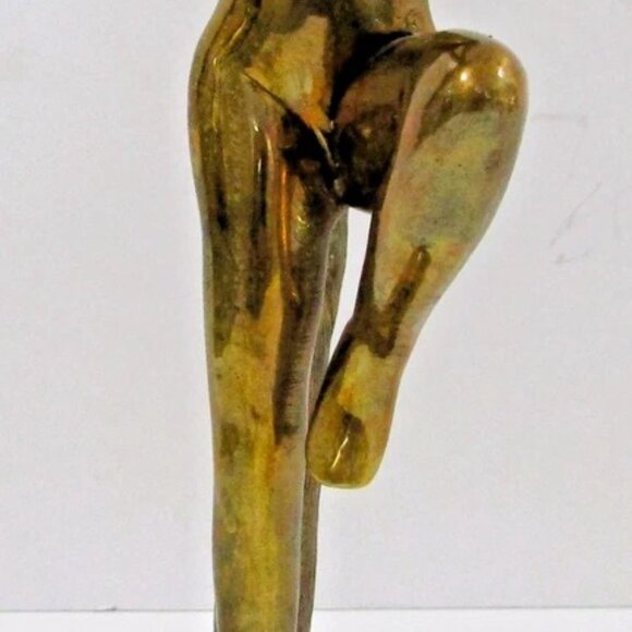 Vintage Brass Art Deco Long Haired Nude Woman Sculpture attributed Klara Sever - Picture 3 of 14